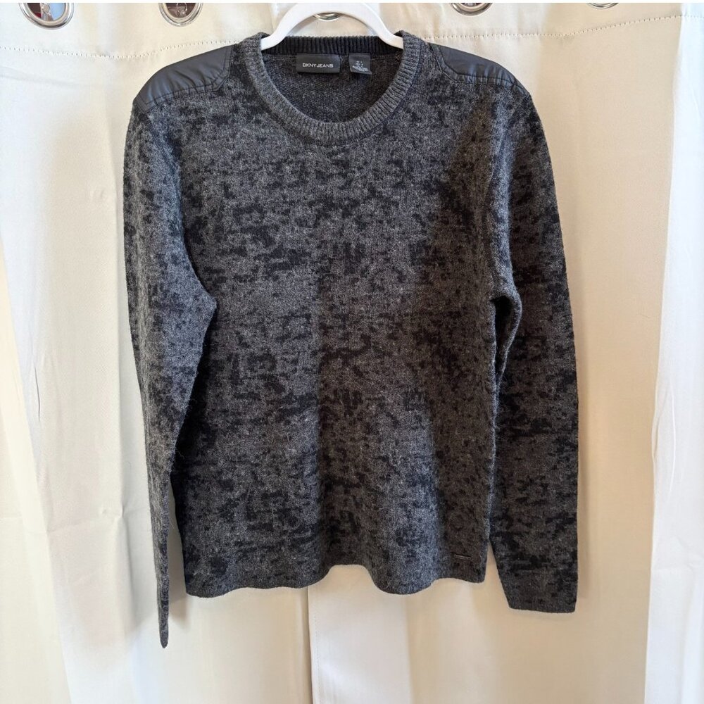 DKNY Mens Sweater Camouflage Large Heritage Wool Blend Preppy Y2K Logo 19259x
